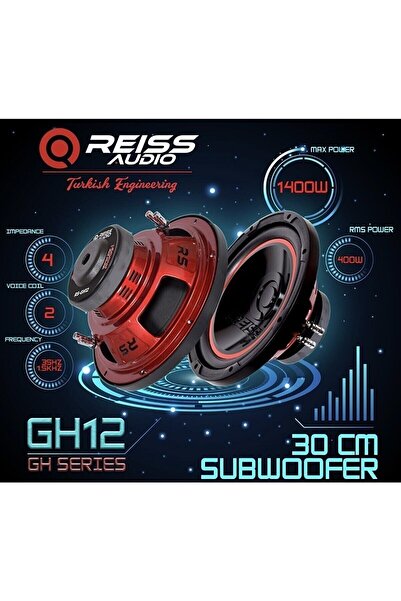 REISS AUDIO Rs-gh12 30 Cm Subwoofer Bas Tek Bobin 1400wat 400w Rms Profesyone...