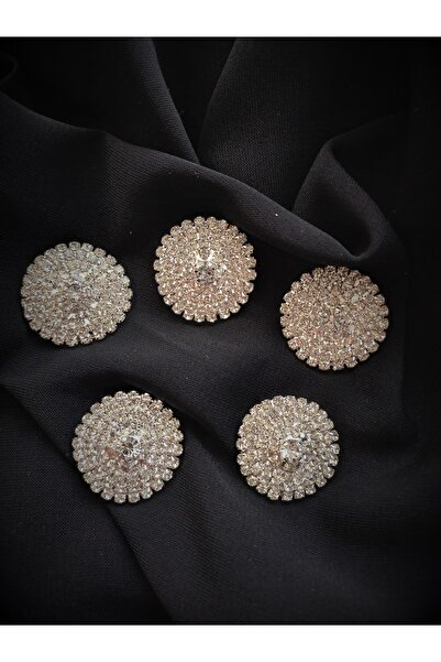 YLMZ Kristal Taş Düğme Gümüş 2.5cm