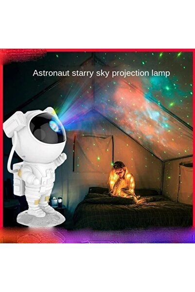 Realx Büyük Boy Astronot Galaxy Yıldız Efektli Plazma Gökyüzü Gece Lambası Za...