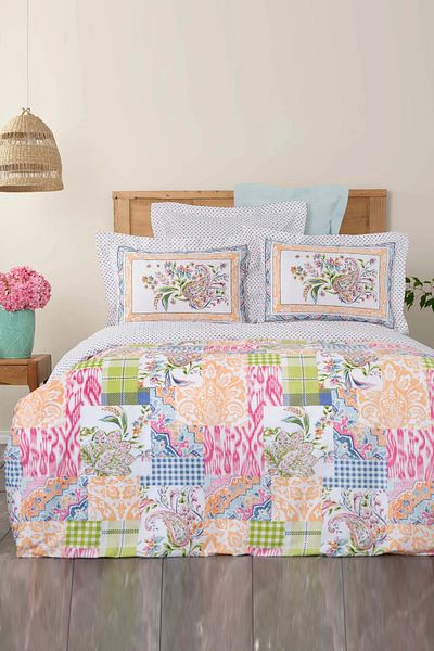 Karaca Home Set de husă de pilota dublă Dallias Fuchsia 100% bumbac