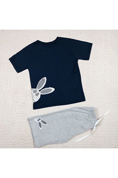 Momikon Boy's Rabbit Printed Cotton Shorts Suit