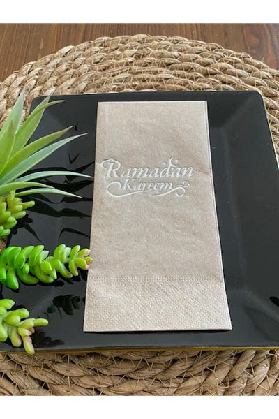kidspartim Ασημένια επιχρυσωμένη χαρτοπετσέτα Kraft Ramadan Karem 16 τεμαχίων Νέο μοντέλο