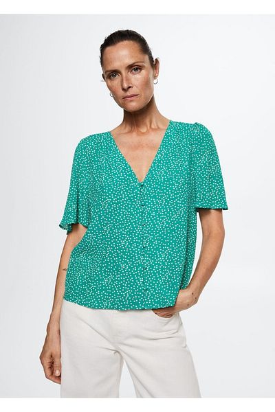MANGO Woman Μπλούζα Flowy με σχέδιο