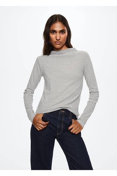 MANGO Woman Tricou cu mânecă lungă cu guler Perkins