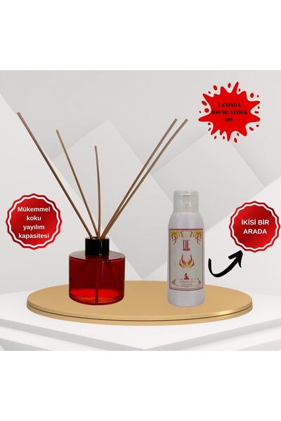DeParfum Ateş Meleği Dekoratif 120 Ml Bambu Çubuklu Oda Kokusu + 100 Ml Yedek...