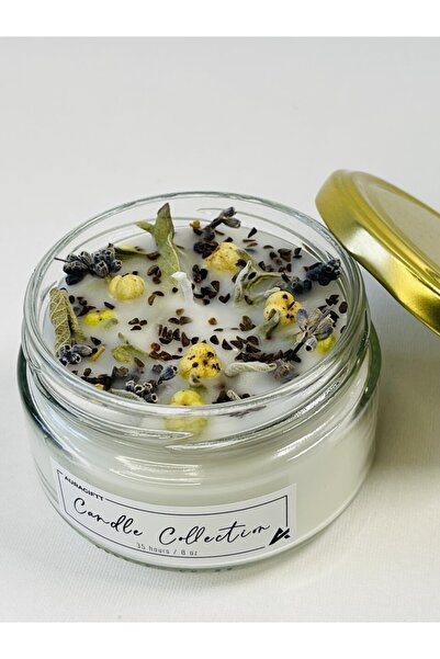 AURAGIFTT Ritüel Soya Mum - Adaçayı, Üzerlik, Lavanta, Üzerlik Tohumlu Mum,230g