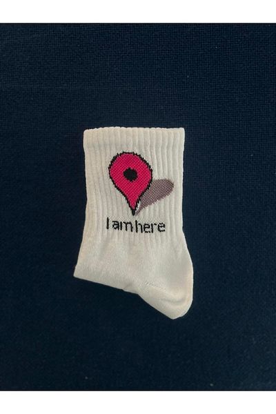 Touz Τοποθετήστε τις λευκές κάλτσες Unisex του 'I Am Here'