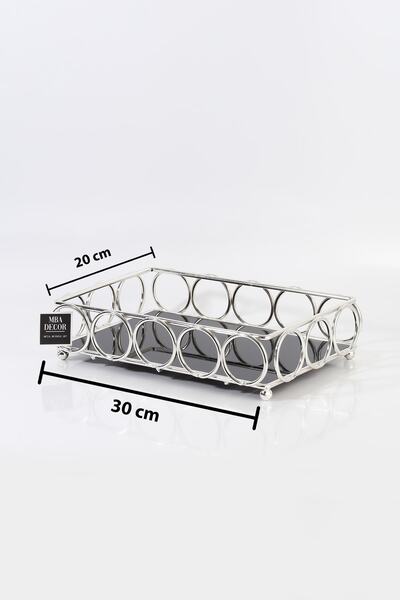 mba decor metal bending art Halka Model 1.kalite Paslanmaz Gümüş Dolu Demir Akrilik Taban Tepsi Sunumluk Organizer Sofra Mutfak