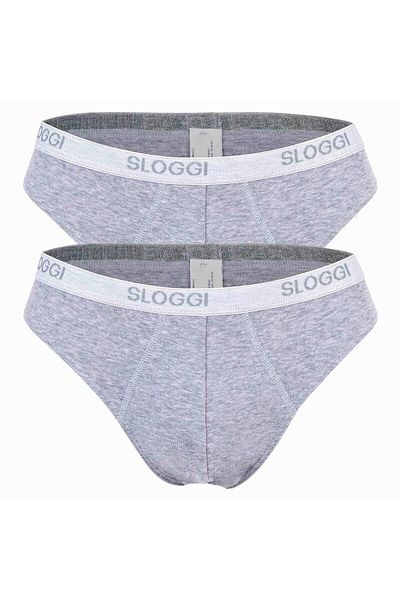 SLOGGI Herren Slips, 2er Pack - Basic Mini, Unterwäsche, Unterhose, Baumwolle, Logo, einfarbig