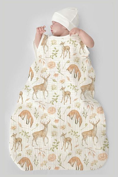 Tuğba Kuğu 4 Layer Muslin Baby Sleeping Bag (0-18 MONTHS) - Forest Animal