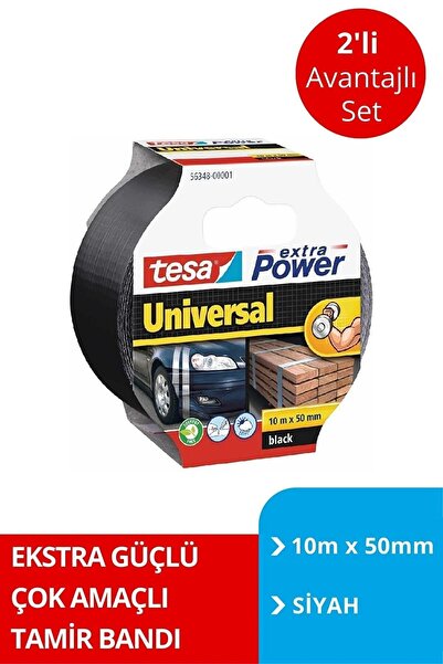 Tesa Extra Power Universal Duct Bant, 10mx50mm, Siyah X2 Adet