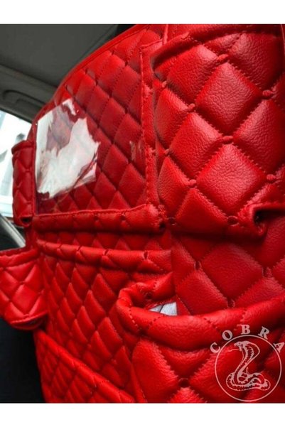 gönen deri Car Seat Back Organizer 5 Years Warranty - First Class Quality Red Quilted