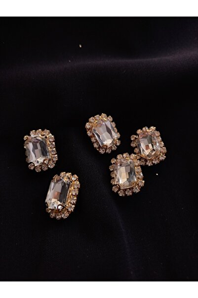 YLMZ Kristal Taş Düğme Gold 2x1.cm