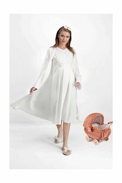 Arnetta Комплект нощница за бременни Angel Mama в кремообразен цвят