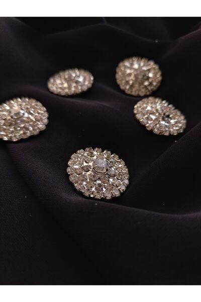 YLMZ Kristal Taş Düğme Gümüş 2cm