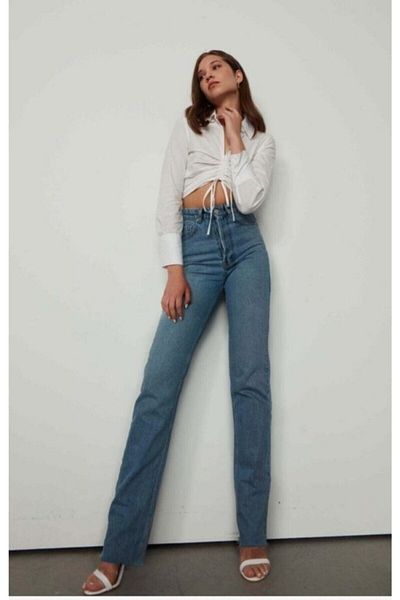 Trn JNS Extra High A.c.a.i.p S.o.l.m.a.z Blue Loose Jeans Palazzo Pantaloni (Super High)