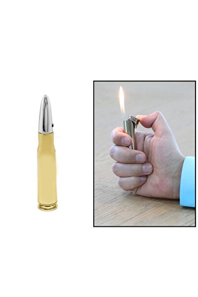 Tesbihane Gold-gümüş Renk Lazerli Uçaksavar Mermi Model Manyetorlu Çakmak