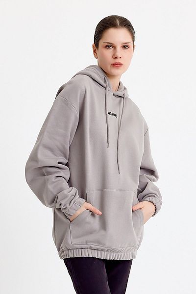 JAHR MARC Κεντημένο ανοιχτό γκρι oversize γυναικείο φούτερ