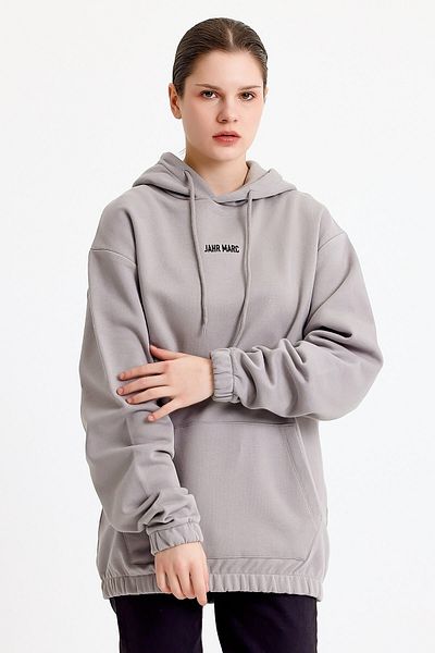 JAHR MARC Κεντημένο ανοιχτό γκρι oversize γυναικείο φούτερ