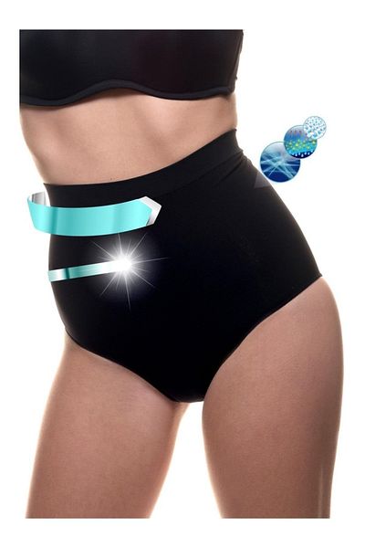 MİSTİRİK Biloba Model High Waist Shaper Slip Corset Anti-Slip Waist Silicone Strip Black Color