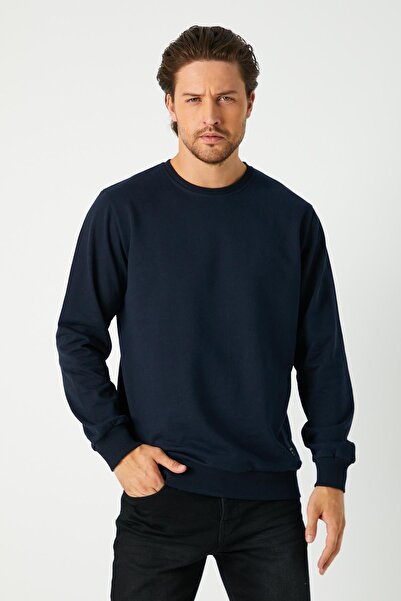 mmetalic Ανδρικό φούτερ Navy Blue Basic Crew Neck