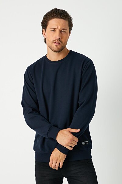mmetalic Ανδρικό φούτερ Navy Blue Basic Crew Neck