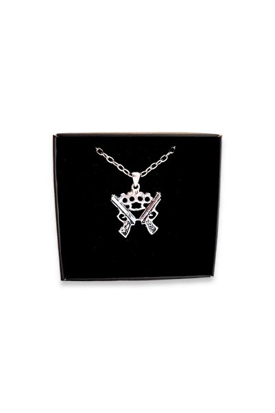 YÖRÜK TASARIM Chrome Desert Eagle Musta Chain Steel Necklace