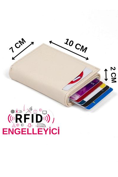 Newish Polo Portofel de damă din piele bej - mecanism, suport automat, suport pentru carduri 8 compartimente pentru carduri (7CMX10CM)