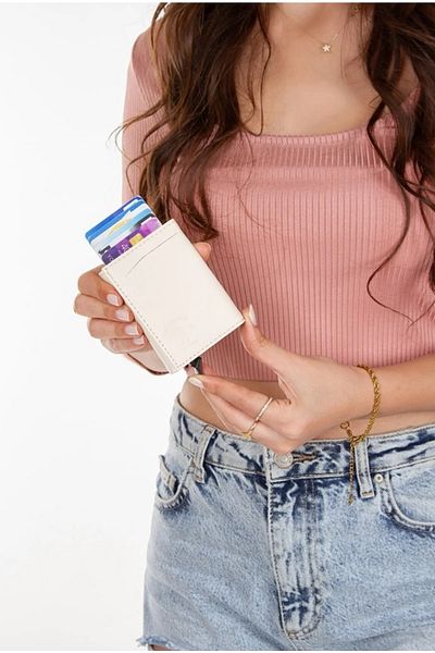 Newish Polo Portofel de damă din piele bej - mecanism, suport automat, suport pentru carduri 8 compartimente pentru carduri (7CMX10CM)
