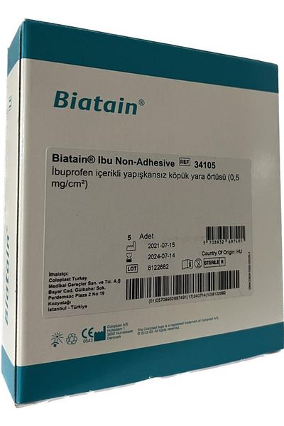 Coloplast Biatain Ibu-rofen Non-Adhesive Foam Wound Cover 5x7cm/2x3in (5 Pieces) 34105