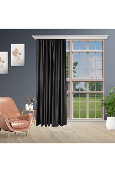 perhal perde ve halı Antrasit Black Out Karartma Projeksiyon Yatak Odası Pile...