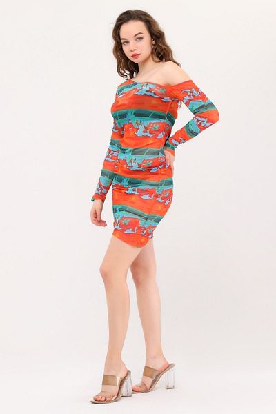 Bolder Alexandra Orange Gathered Tulle Beach Dress