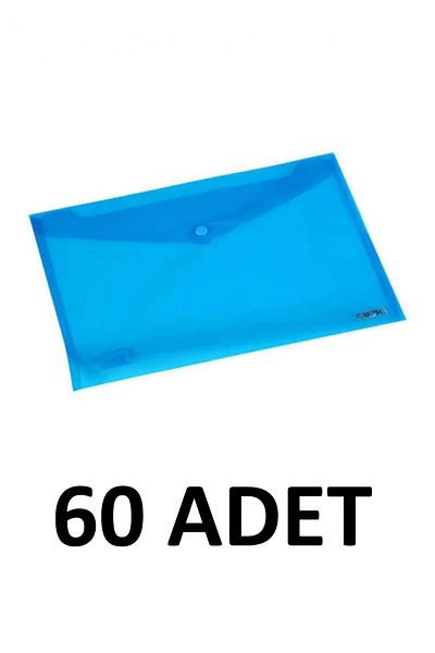 Noki 60 Pieces Transparent A4 Snap Fastener File Envelope File Blue