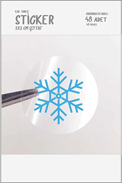 Hsn ستيكر شفاف بتصميم ندفة الثلج 48 قطعة 3x3 سم