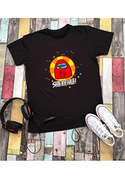 RYO FASHİON Tricou negru cu mânecă scurtă pentru copii, unisex, imprimat Amon...