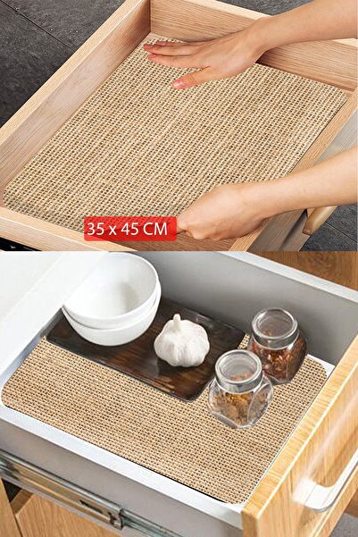 3D ELSE HALI Osso Jüt Desenli Kaydırmaz Raf Dolap Çekmece Örtüsü Yıkanabilir Buzdolabı Içi Matı