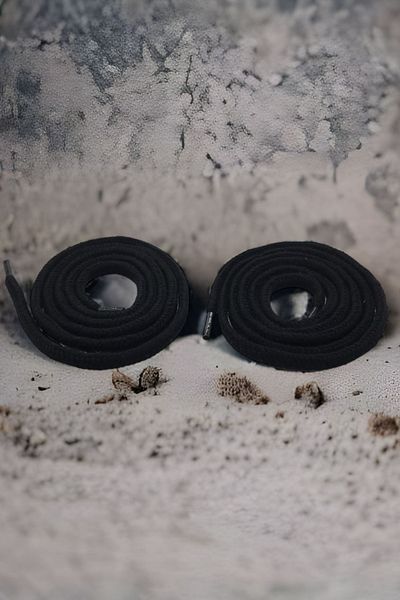 KDOT 125 cm Black Boot Laces - Pair Tube Knitting, Cotton