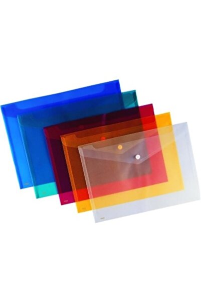 Noki 12 Pieces Transparent A4 Snap Fastener File Envelope File Red