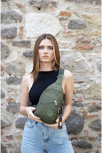 Newish Unisex Crinkle Waterproof Bag, Cross Strap Shoulder and Chest Bag, Body Bag, Khaki Color