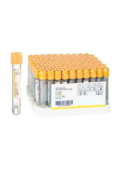 HEMA TUBE 9 Ml Vakumlu Sarı Kapaklı Jeli Tüp. 100'lü Paket