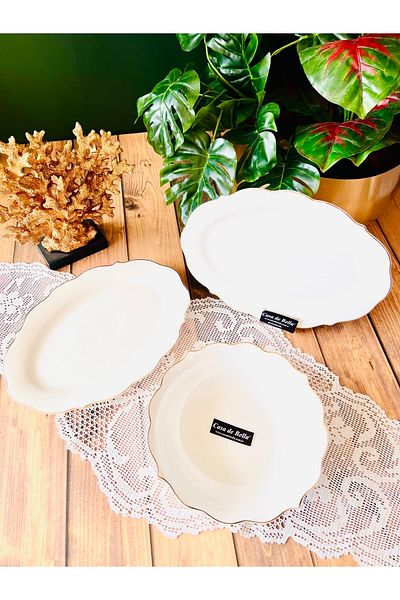 CASA DE BELLA Gold Modern 3 Piece Boat And Salad Bowl