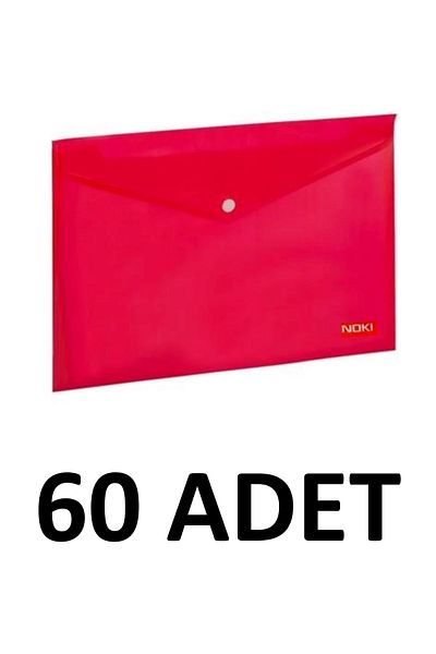 Noki 60 Pieces Transparent A4 Snap Fastener File Envelope File Red