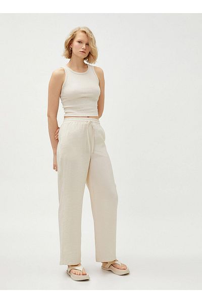 Koton Normal Waist Standard Beige Women's Trousers 3sak40007pw