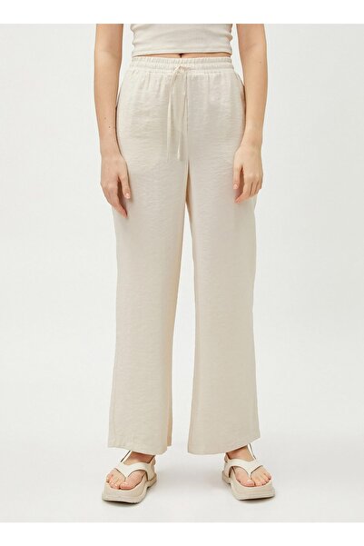 Koton Normální pas Standardní béžové dámské kalhoty 3sak40007pw