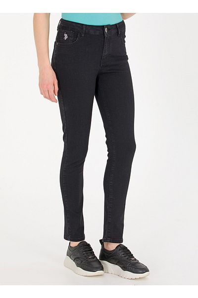 U.S. Polo Assn. Talie normală Pipe Leg Toothpick Pantaloni negri din denim pentru femei Mat23y-s