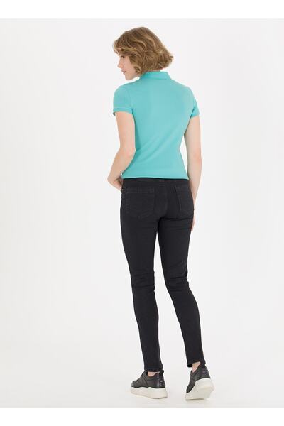 U.S. Polo Assn. Normal Bel Boru Paça Toothpick Siyah Kadın Denim Pantolon Matı23y-s
