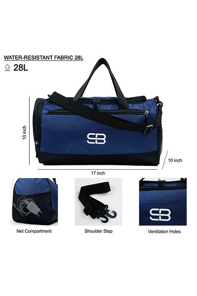 Solo Bag Geantă de fitness și călătorie sport unisex albastru bleumarin de mărime medie cu compartiment pentru pantofi