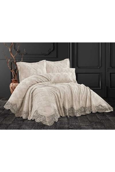 bursa çeyiz Duru Çeyiz Paketi 10 Parça Krem (yatak Örtüsü+nevresim Takımı+bat...