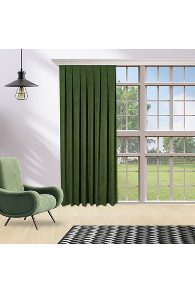 perhal perde ve halı Single Wing Green Color Island 1-3 Close plisat fundal perdea