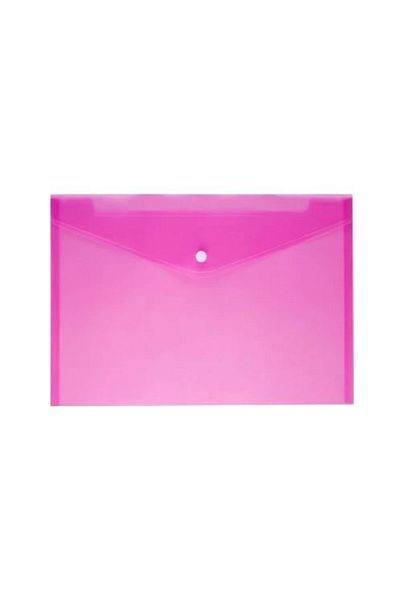 Noki 12 Pieces Transparent A4 Snap Fastener File Envelope File Pink